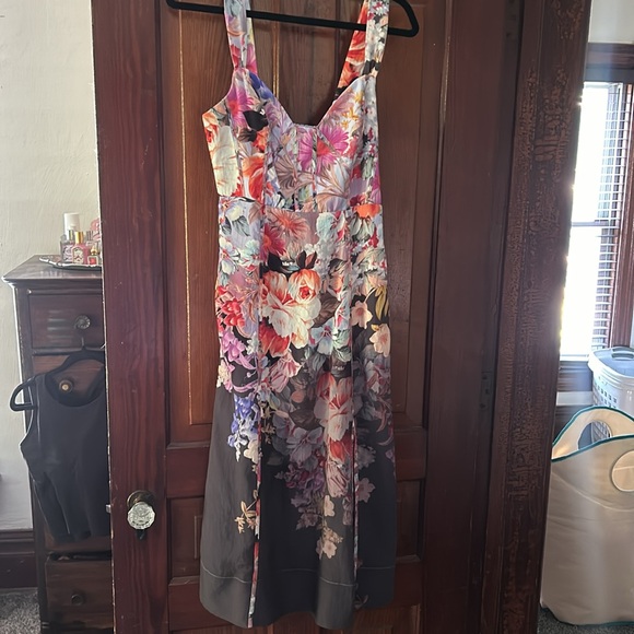 Floral corset midi dress with slit and adjustable straps - Picture 6 of 11